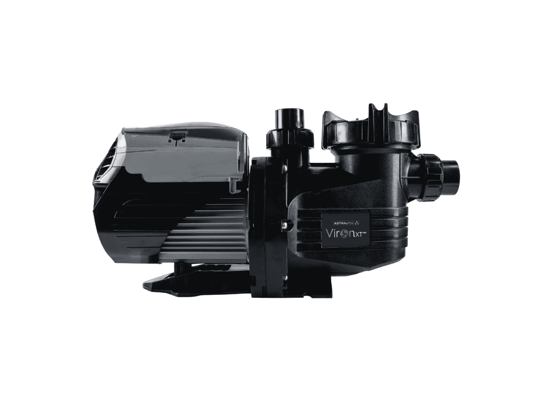 Astral Pool Viron P520 XT energy-efficient Bluetooth pool pump with variable speed settings and digital control panel.
