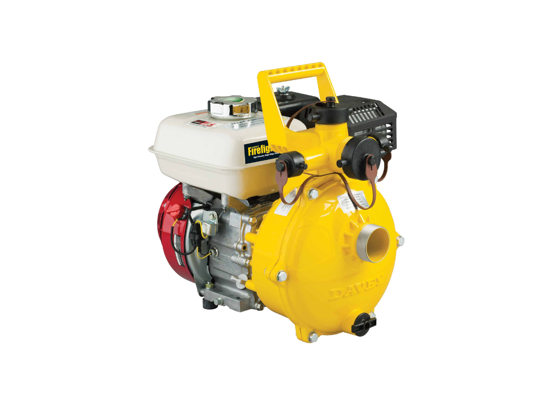 Davey 5165H single-stage firefighting petrol pump with Honda GX200 engine, featuring durable construction and firefighting capabilities.