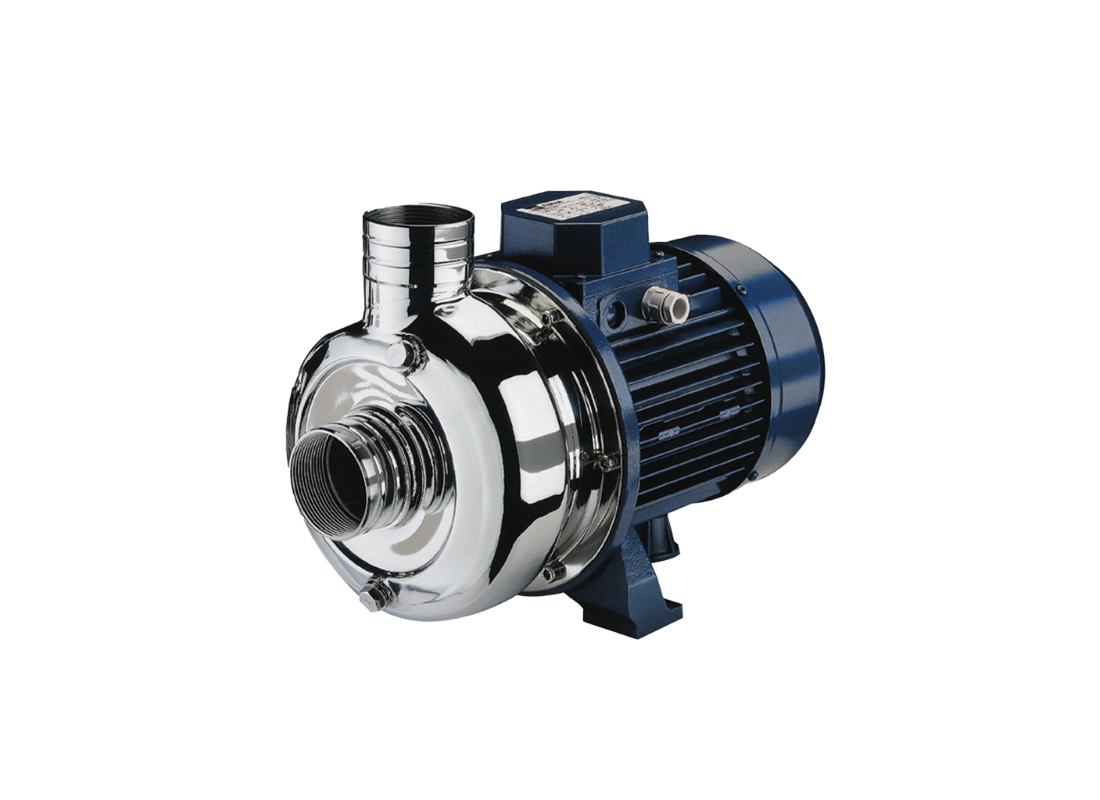 Ebara DWO 150M stainless steel centrifugal pump with open impeller for efficient fluid transfer.