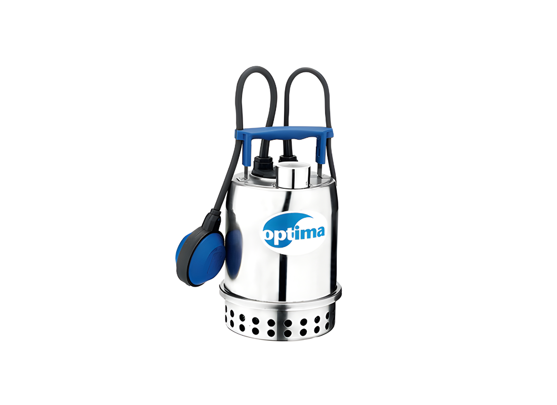 Ebara Optima MA stainless steel submersible drainage pump with float switch for efficient water removal and drainage.