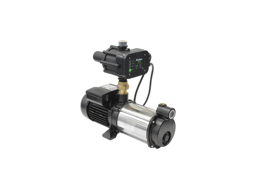 Flotec MULTIMAX MMP120 stainless steel multistage pressure pump with controller, showing the pump unit with control panel and connections.