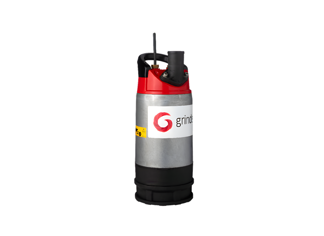 Grindex Milli-1 low suction portable submersible drainage pump with open impeller for water removal and drainage.