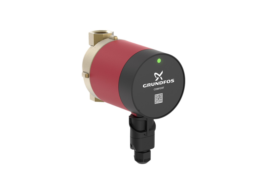 Grundfos Comfort 15-14 B PM corrosion-resistant domestic hot water circulation pump, compact with metal casing and inlet/outlet connections