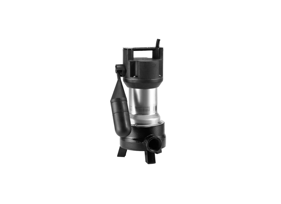 Jung US75 ES cast iron submersible drainage pump with vortex impeller for efficient water removal, shown in use.