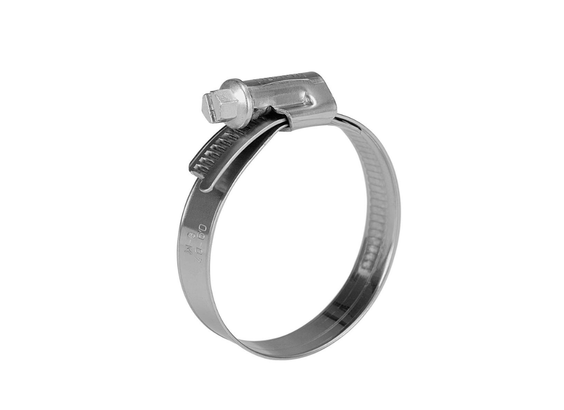 Norma Torro Series stainless steel worm drive hose clamps for irrigation, showing the adjustable metal clamp with screw mechanism.