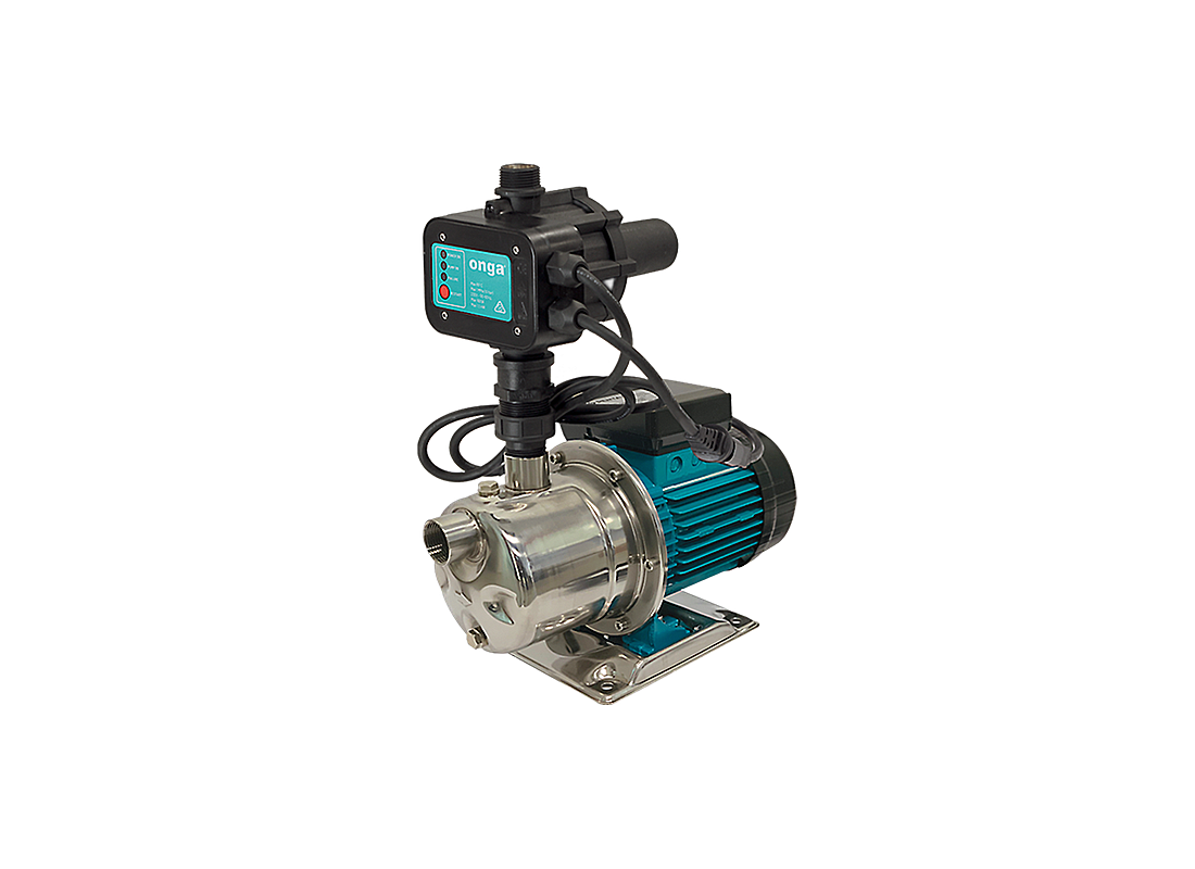 Onga JSP60 stainless steel self-priming jet pressure pump with pressure manager, designed for water transfer and boosting applications.