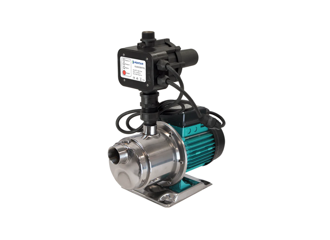 Onga MULTIEVO 5-40 stainless steel self-priming jet pressure pump with controller, showing the pump unit with control panel.