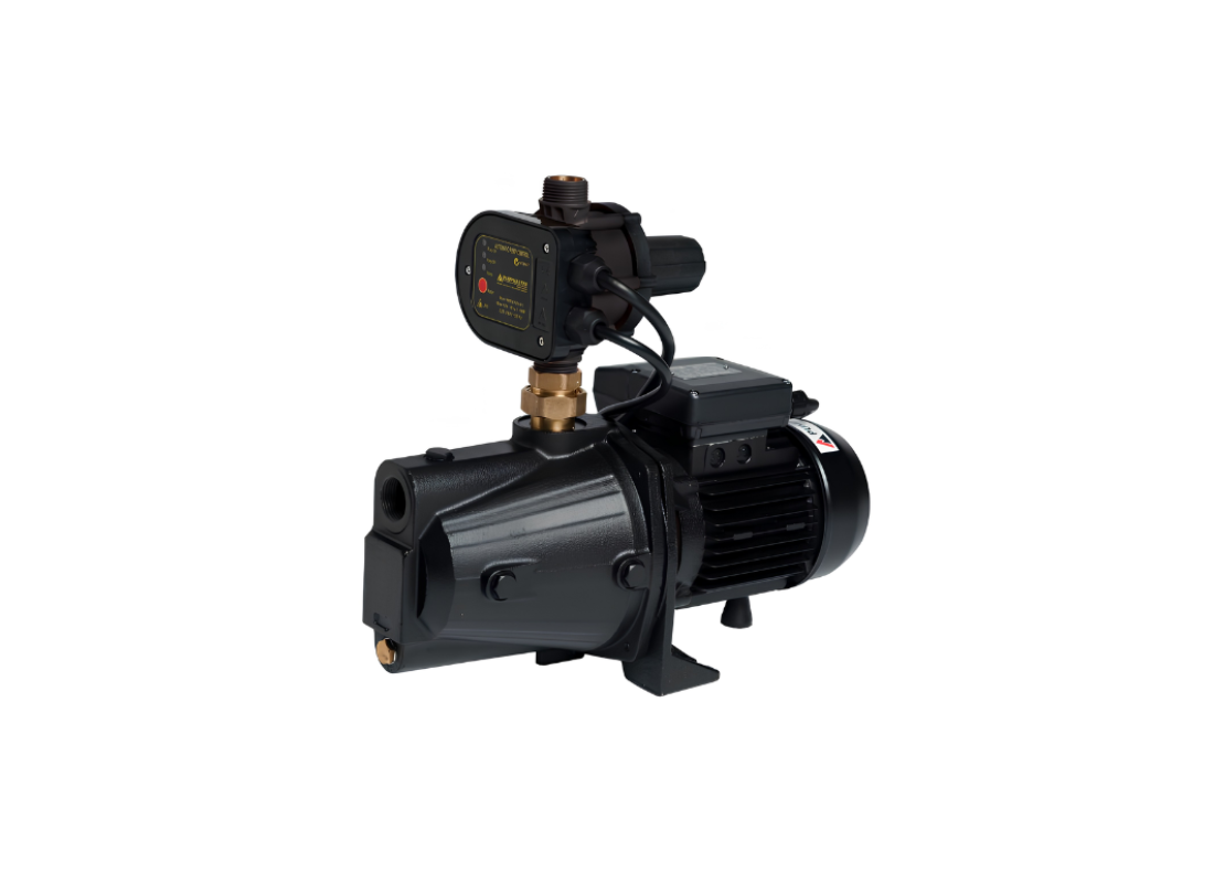 Pumpmaster JP81PC cast iron jet pump with Noryl impeller, high suction pressure, durable construction, and compact design.