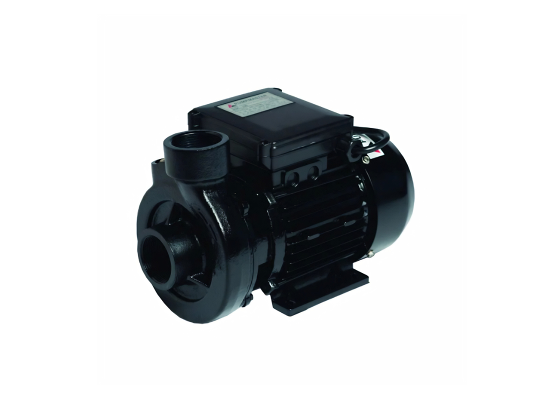 Pumpmaster SDK100B cast iron high-flow centrifugal irrigation pump with open impeller, designed for efficient water transfer.