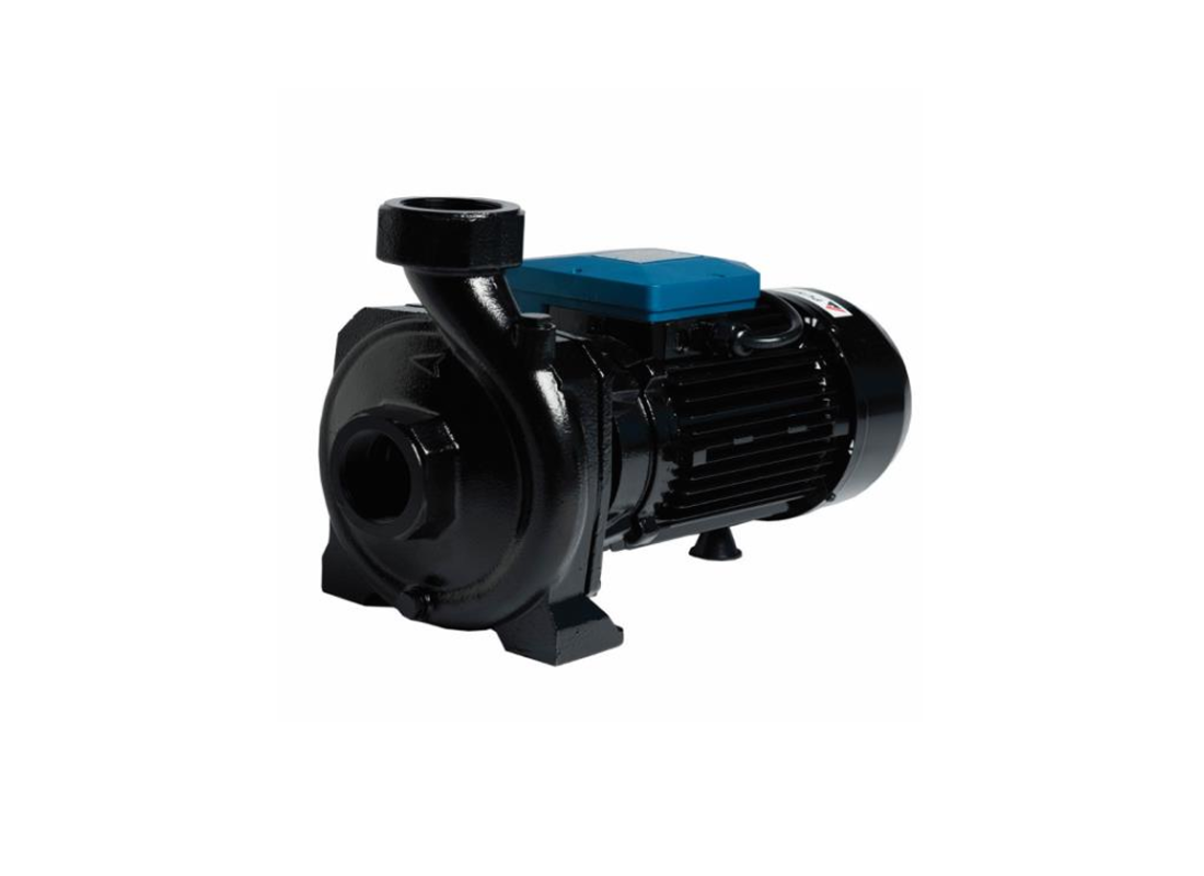 Pumpmaster SE300B cast iron high-flow centrifugal irrigation pump with single impeller, showing the sturdy pump body and inlet/outlet connections.