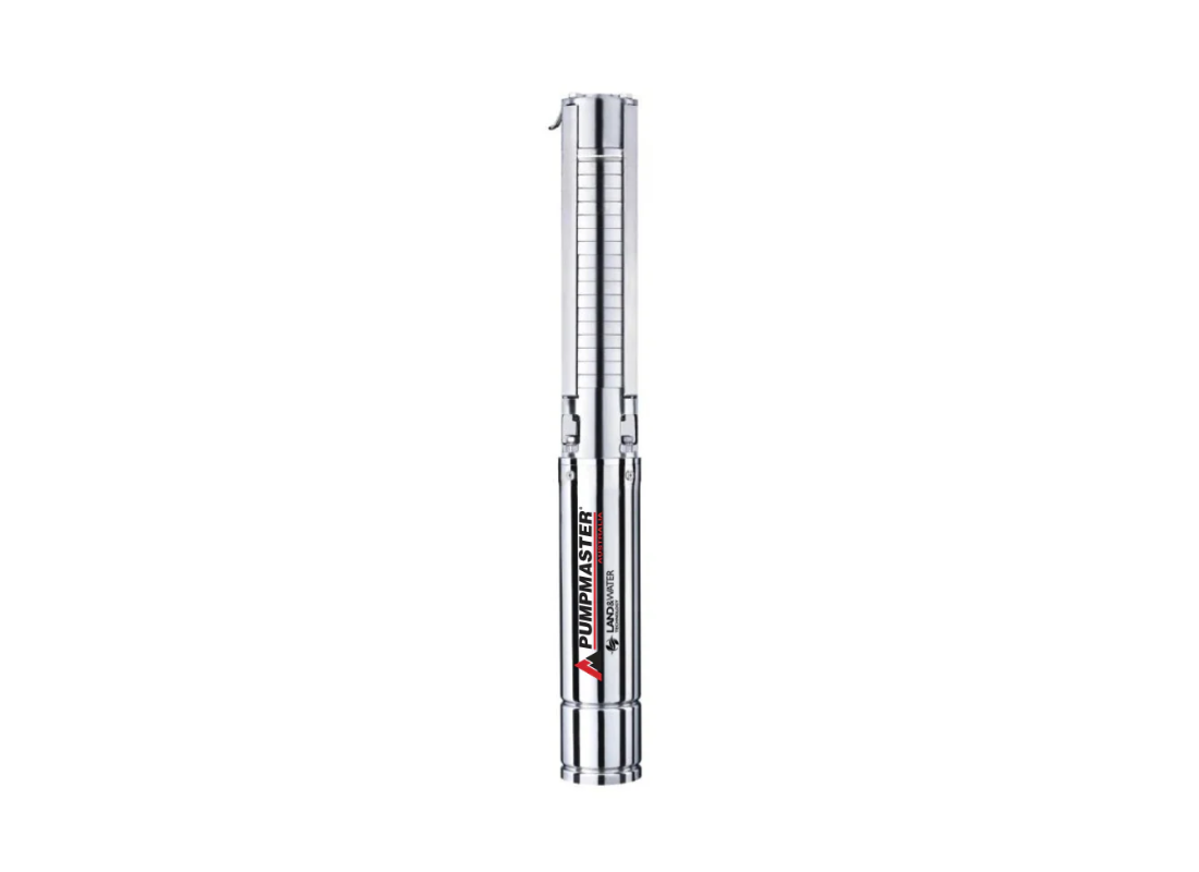 Pumpmaster Subbiemate ST-1007 stainless steel 4-inch submersible bore pump with 2-wire motor for water extraction.