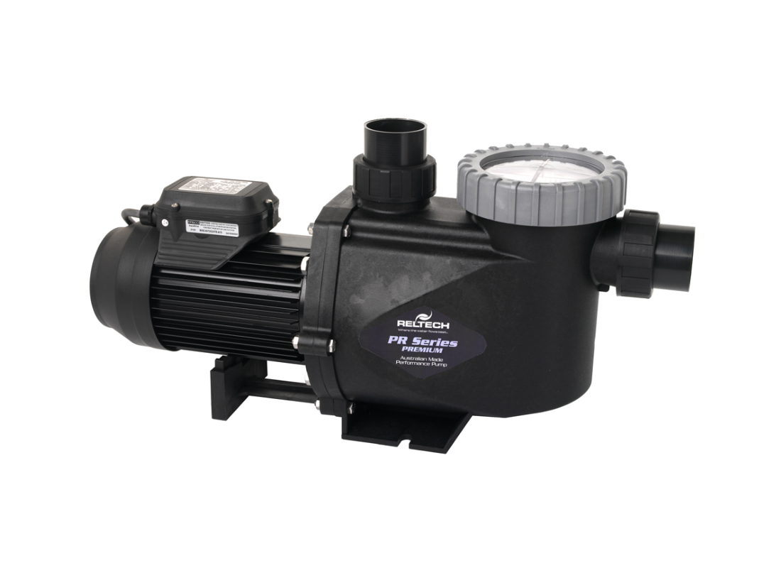 Reltech PR75 entry-level single speed pool pump with compact design and sturdy construction for efficient pool circulation.