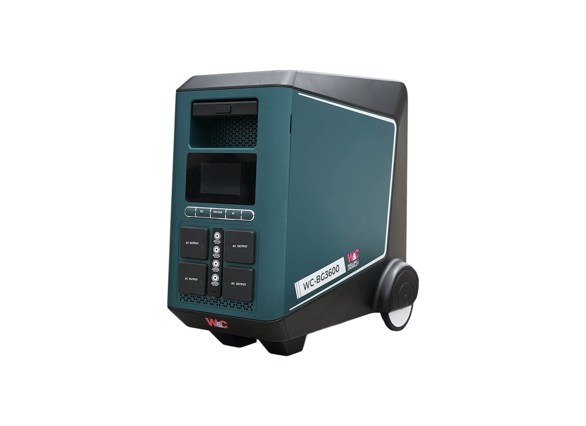 Welling & Crossley WC-BG3600 LiFePO4 3600W UPS Auto-Switch Portable Power Station with 3840Wh Battery, showing the generator in a detailed view.