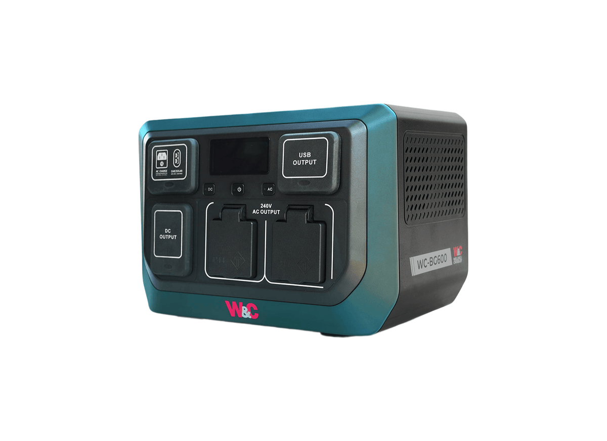 Welling & Crossley WC-BG600 LiFePO4 600W Fast-Charge Portable Lithium Power Station with 512Wh Battery, showing the generator in a detailed view.
