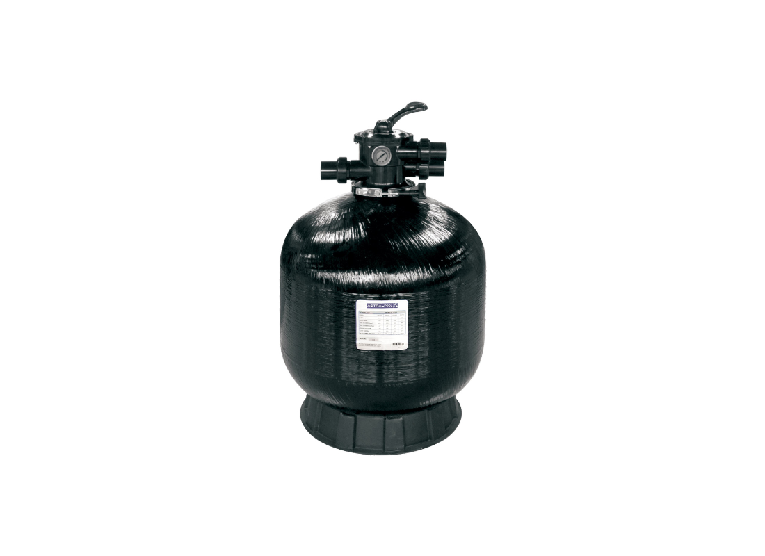 Astral Pool APV900 fibreglass composite sand filter for commercial pools with 50mm top mount valve setup.