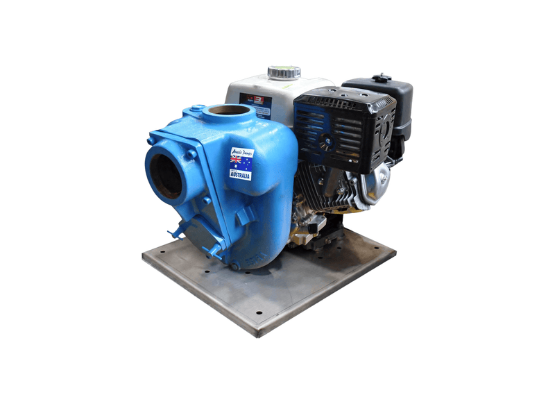 Aussie Pumps GMP GB3XR-A/ST390ENF Cast Iron 13HP Base Mount Semi-Trash Pump with Honda Petrol Engine