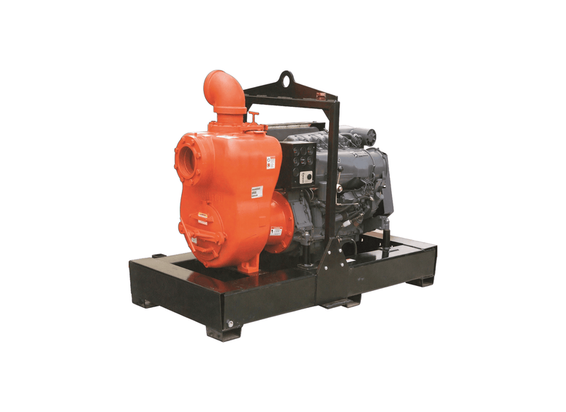 Aussie Pumps MQ600TD MQ600TD/80SKM Cast Iron 80HP Skid Mount Trash Pump with Deutz Diesel Engine