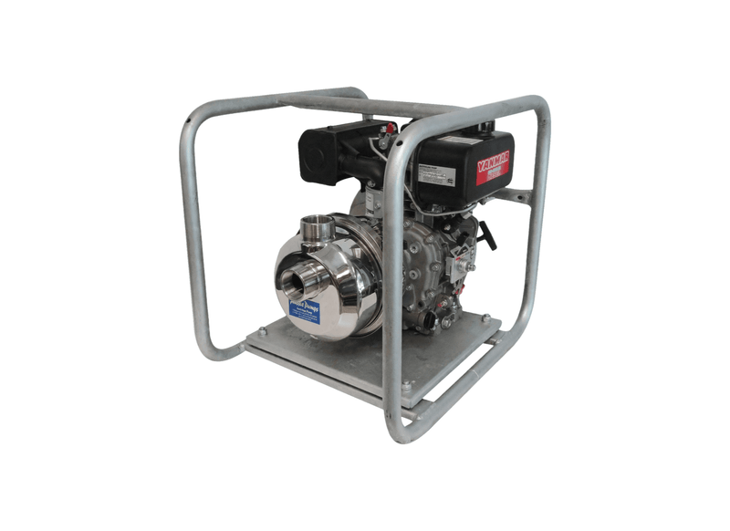 Aussie Pumps RISP2BGV/L48 316 Stainless Steel Chemical Pump with Polypropylene Internals, Yanmar Diesel Recoil Start Engine