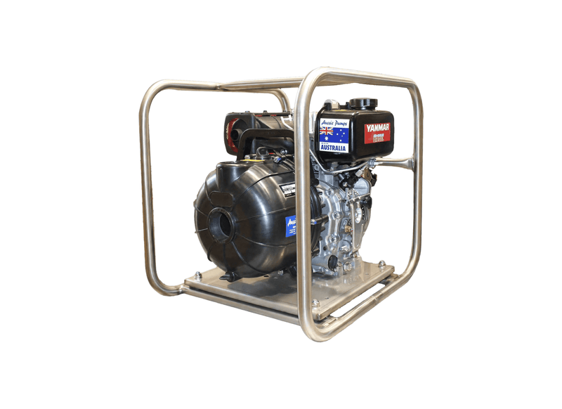 Aussie Pumps RSE3BSV/L48 Polyester 3" Ports High-Flow Chemical Pump with Yanmar Diesel Recoil Start Engine