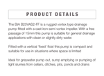 Bianco B25VAS2-FF Cast Iron Compact Submersible Drainage Pump for Ditches with Semi-Open Impeller