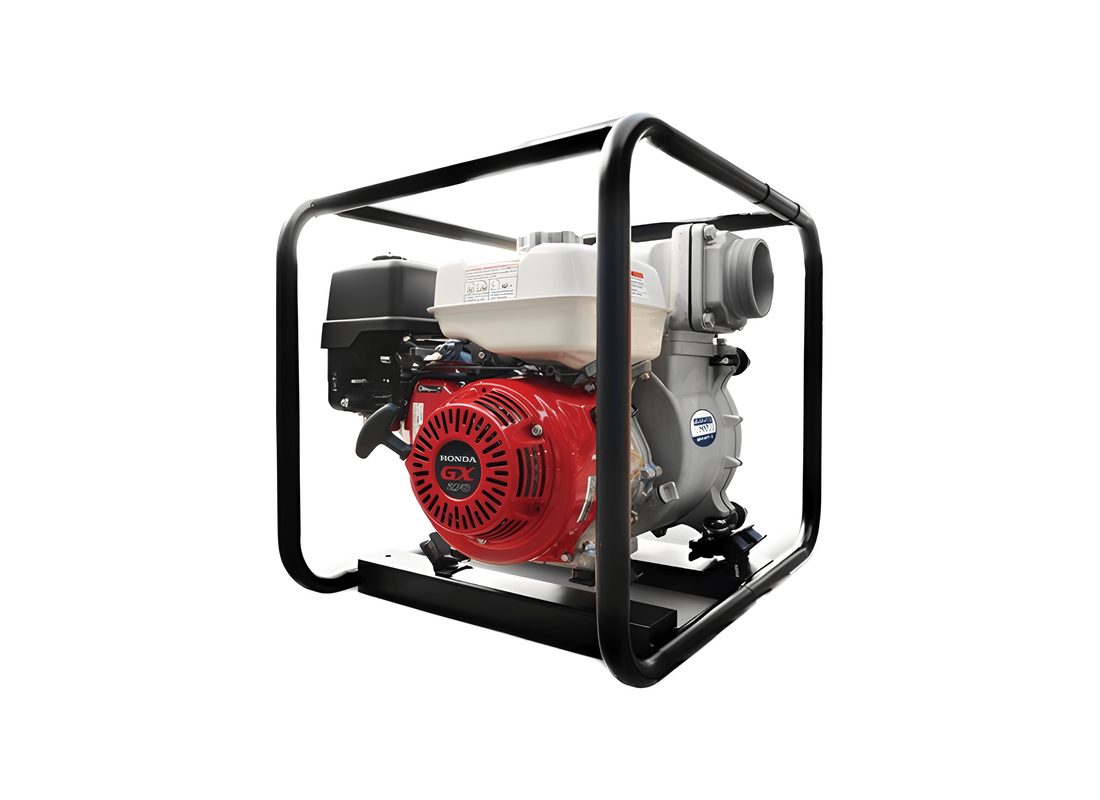 Bianco MH40T-2 cast iron firefighting trash pump with Honda GX270 petrol engine, self-priming for emergency water removal.