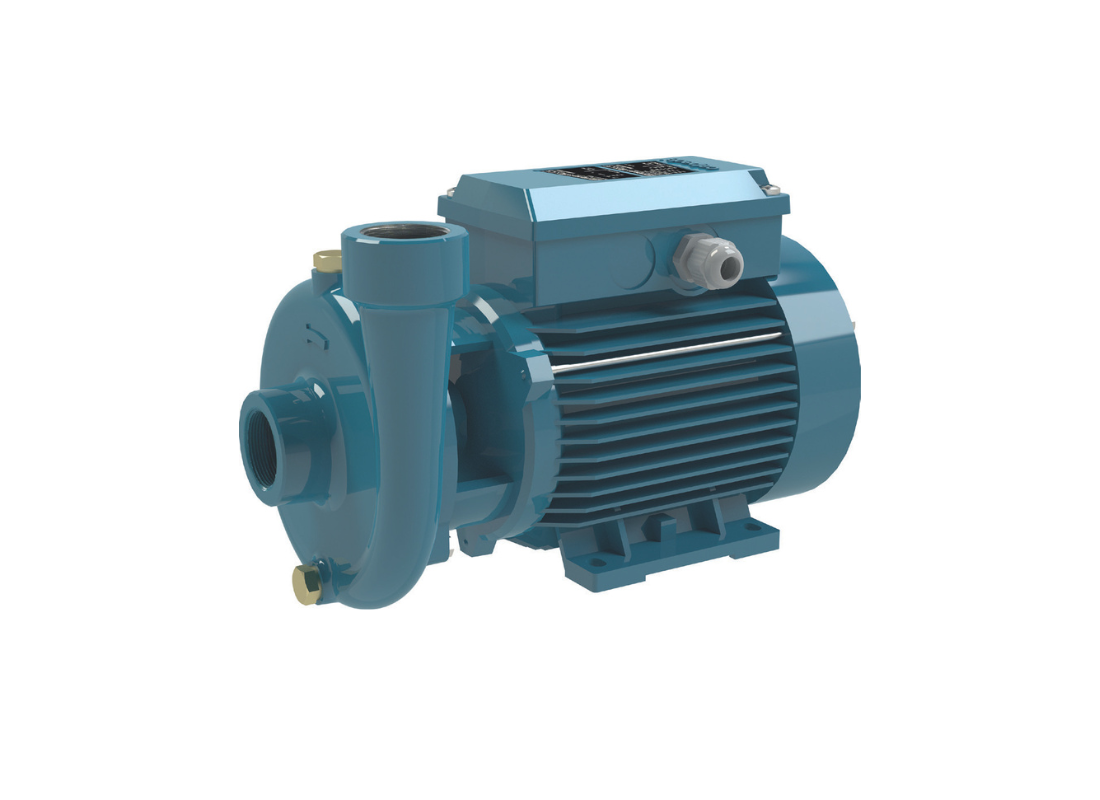 Calpeda CM 4/1 cast iron close-coupled centrifugal pump for process water circulation with open impeller.
