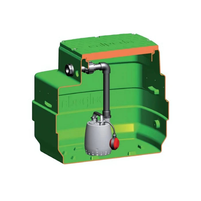 Calpeda GEO 230-GXVM25-6 230L submersible wastewater pump with grinder for pit applications, featuring robust construction and compact design.