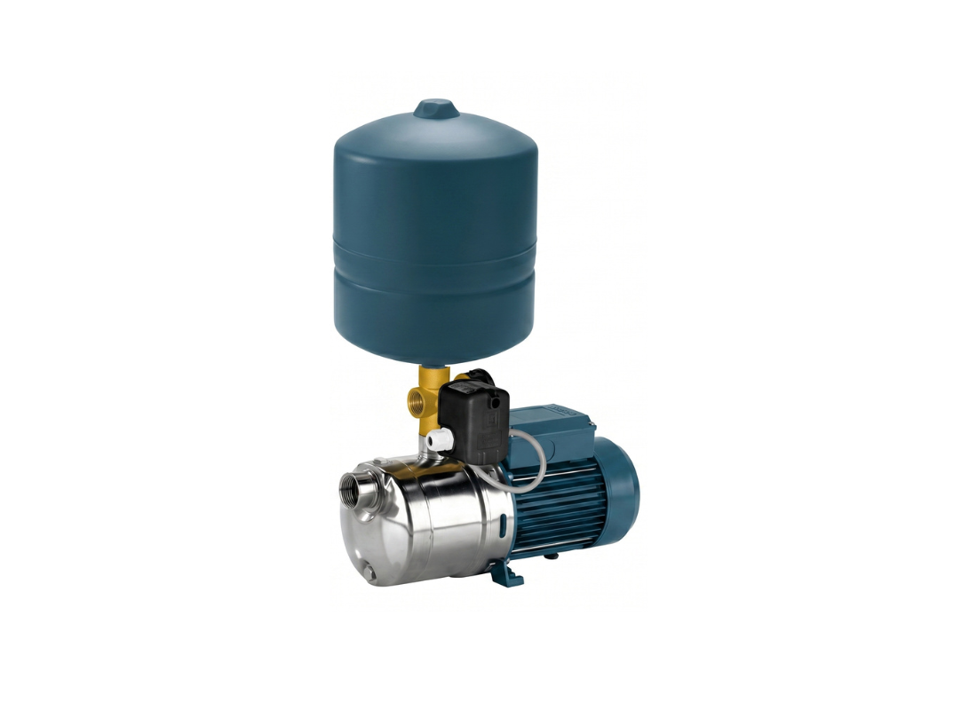 Calpeda P18-MXHLM 205 stainless steel high lift centrifugal pump for residential water supply with closed impeller.