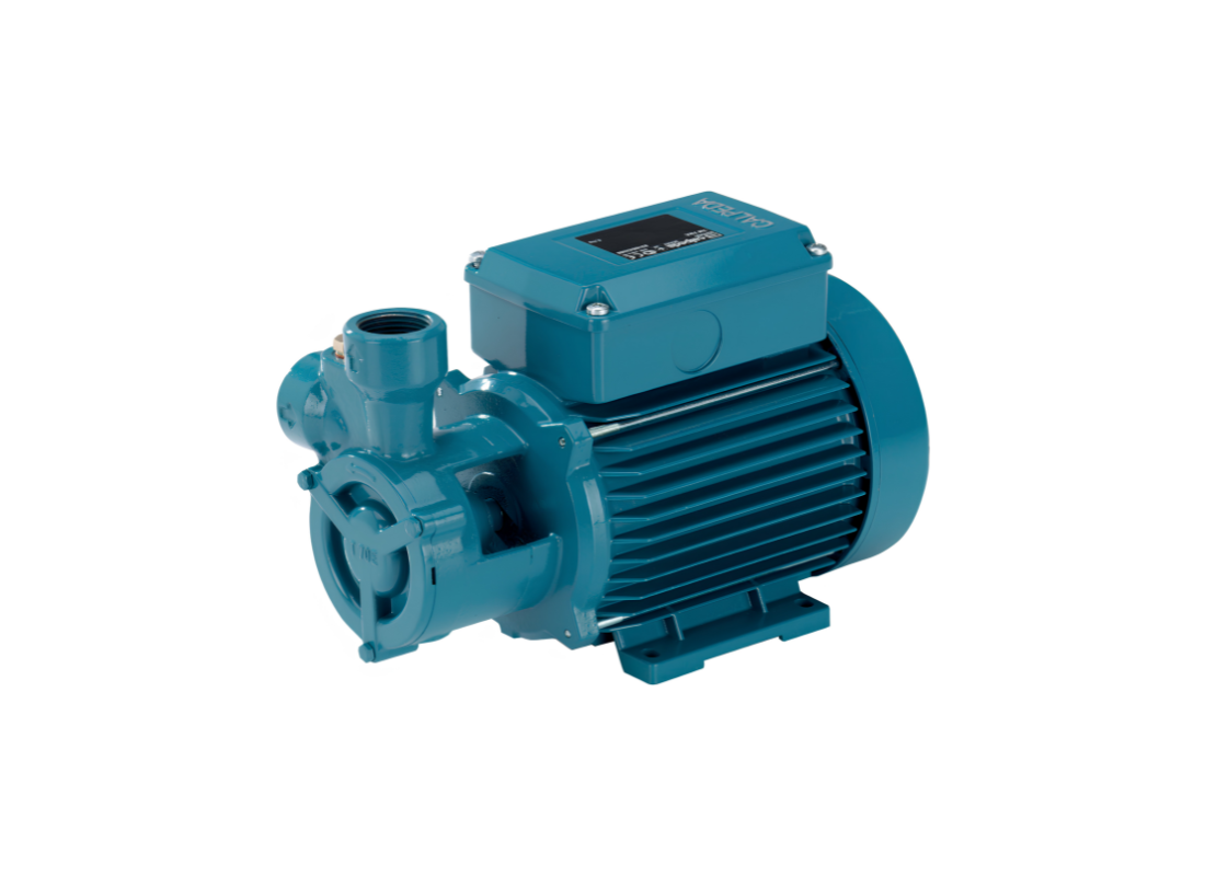 Calpeda TPM 80 high-head peripheral pump with brass impeller for pressure circulation systems, shown in a close-up view.