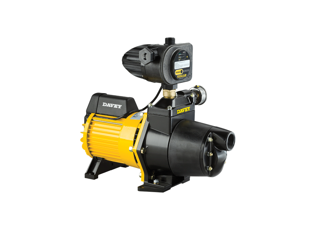 Davey 125S1T aluminium pressure pump with Torrium2 controller, shallow well jet pump for high-pressure water transfer, open vane impeller