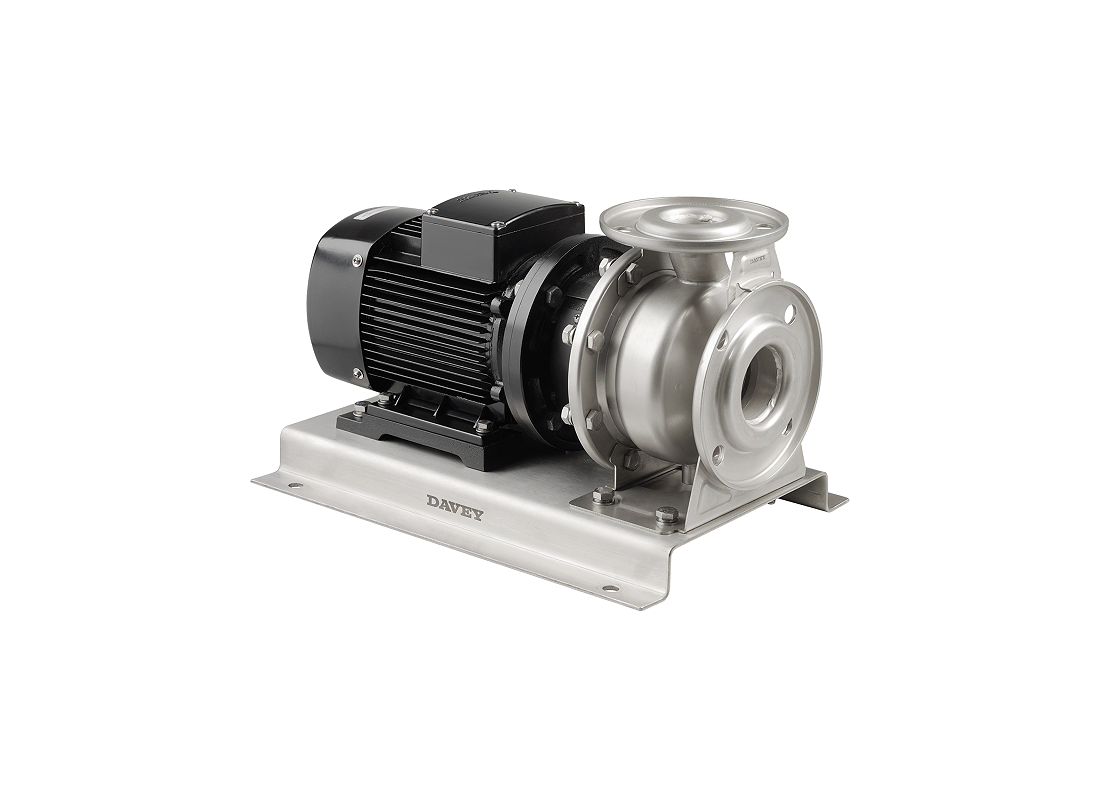 Davey CS40160-3.0/3S stainless steel centrifugal pump with single impeller for distribution systems, shown in a close-up view.