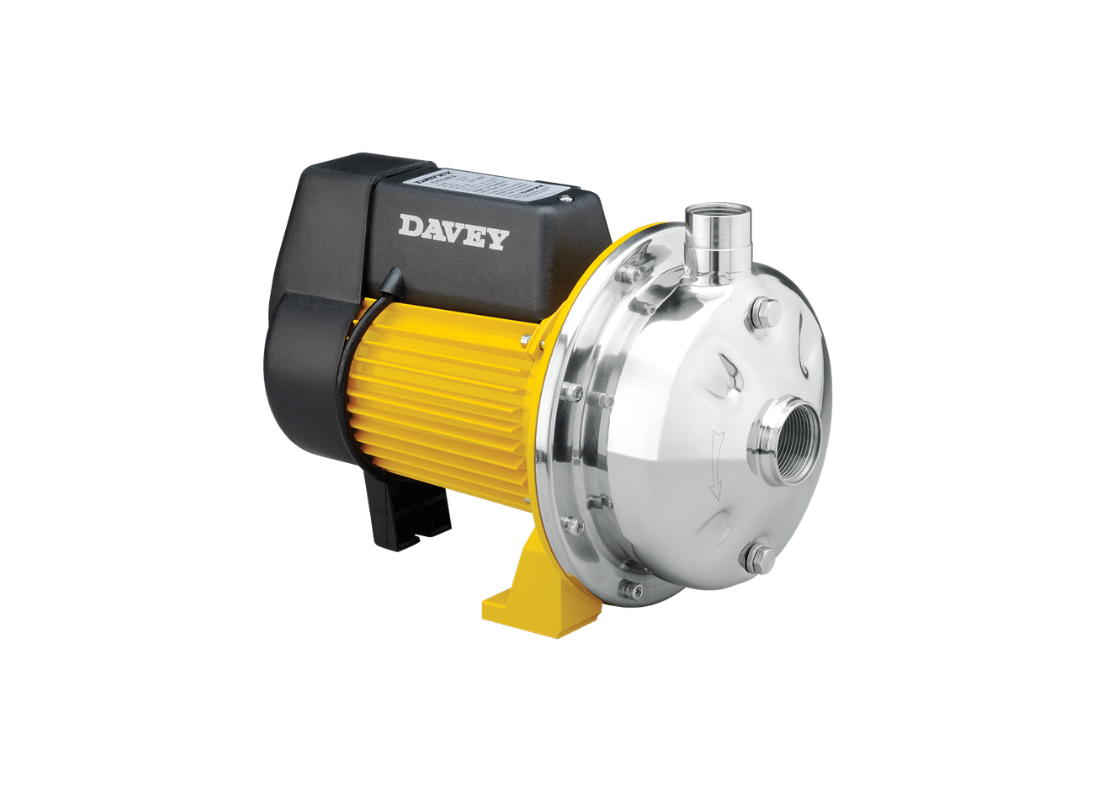 Davey CY70-90/A stainless steel transfer pump for irrigation systems with closed vane impeller, showcasing its durable construction.