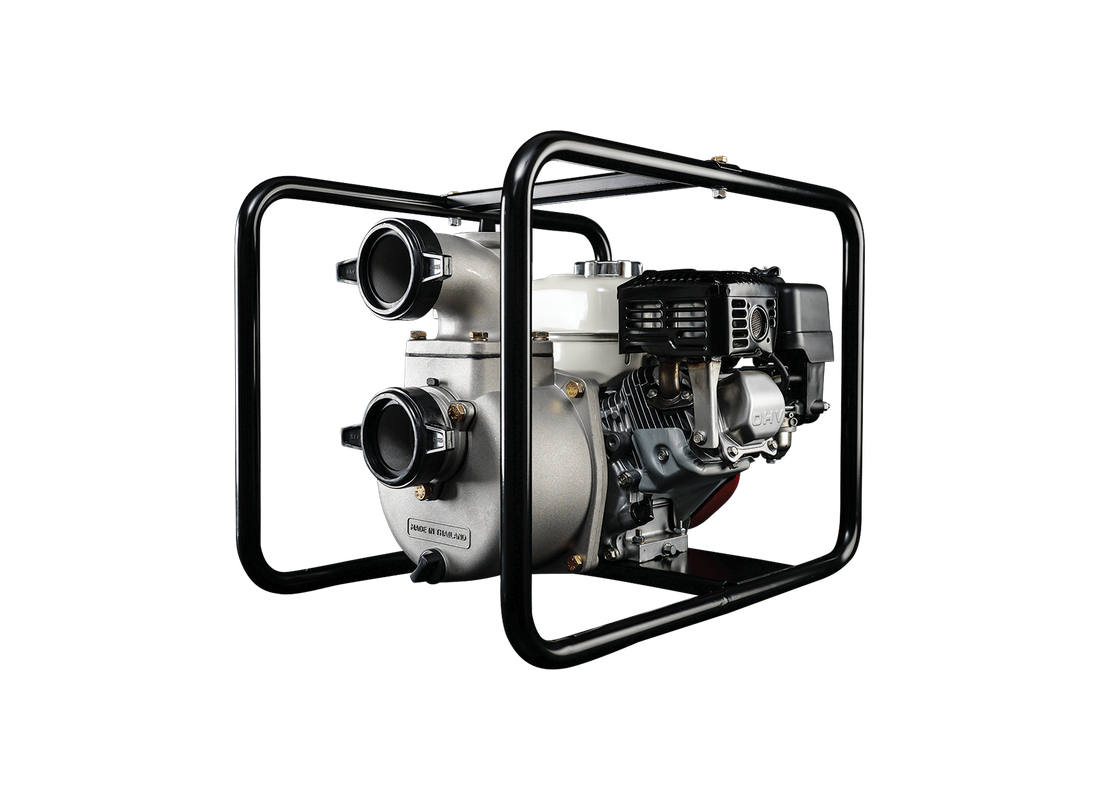 Davey G8016 aluminium roll frame Gusher pump for firefighting, handles dirty water, powered by Honda petrol engine.