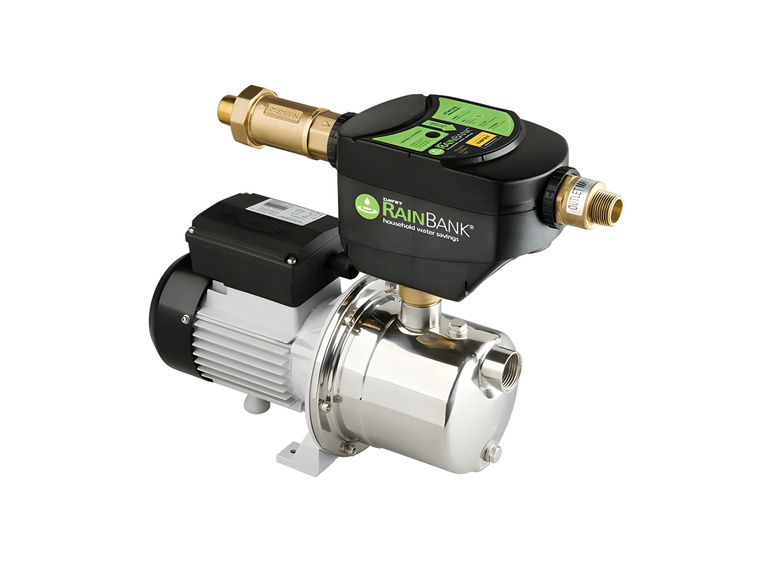 Davey KRBX2 stainless steel top-entry pressure pump for sprinkler irrigation systems, showcasing the robust pump unit with control features.