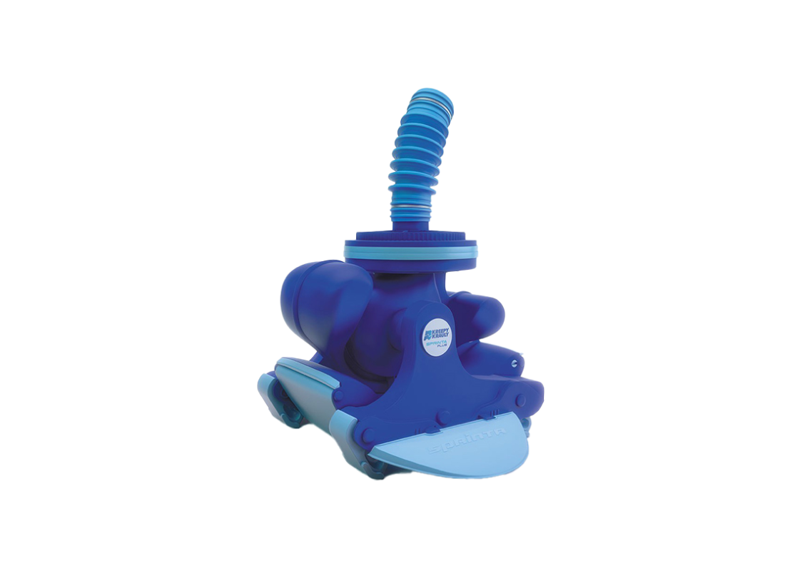 Davey Kreepy Krauly Sprinta Plus automatic pool cleaner with smart skim function, featuring a compact design and pool cleaning brushes.
