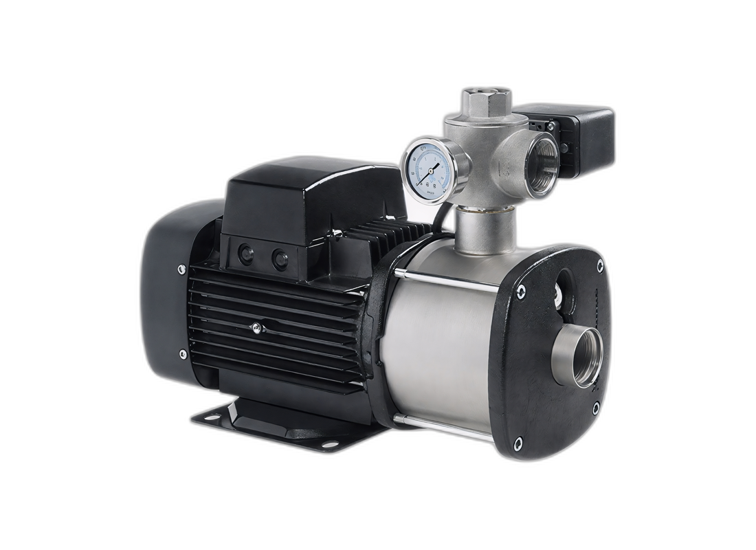 Grundfos CMB 10-47 stainless steel automatic pressure pump for high-volume water transfer with pressure switch.