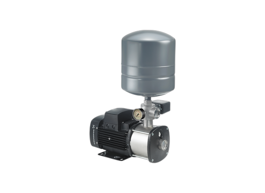 Grundfos CMB 5-75 stainless steel automatic water pressure pump with pressure switch for water distribution system.
