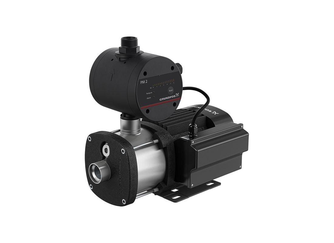 Grundfos CMB-SP 5-47 stainless steel self-priming garden pressure pump with multistage impeller for boosting water flow.