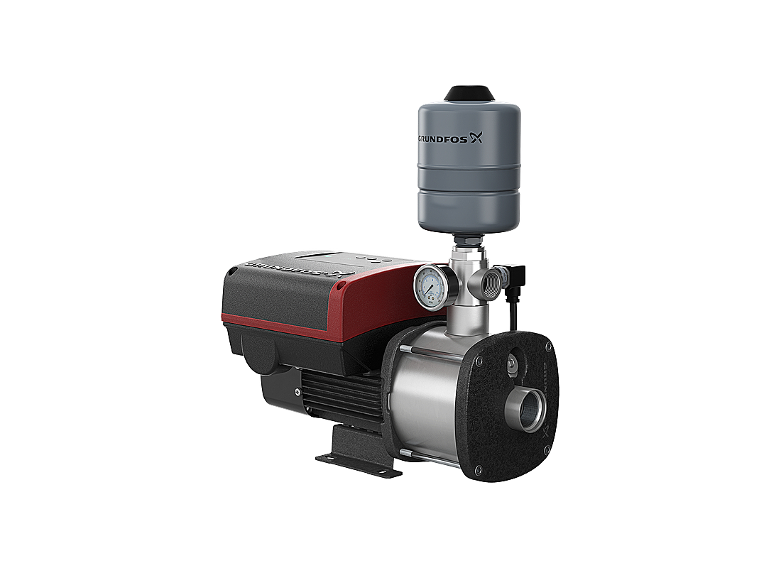Grundfos CMBE 3-62 stainless steel variable speed pressure booster pump with 2L tank and frequency converter for optimal water flow.