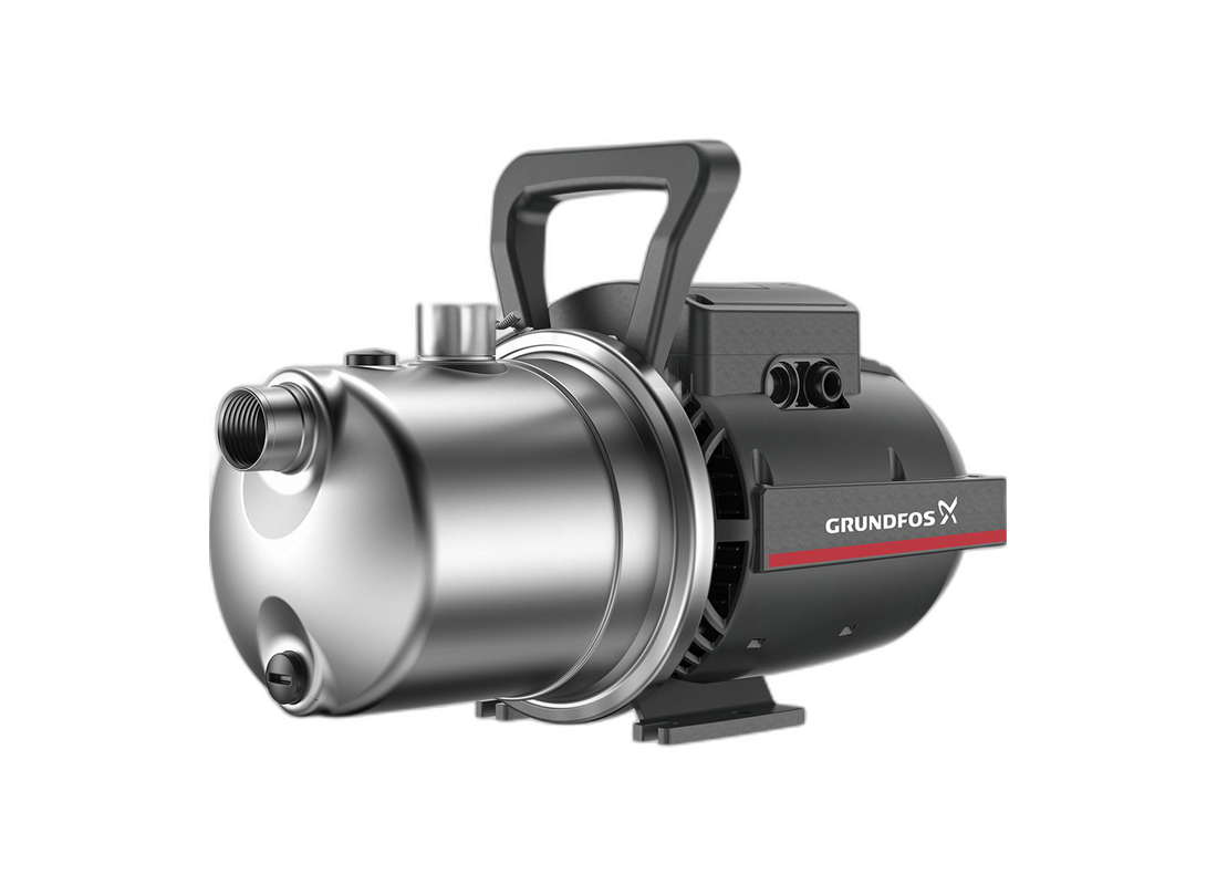 Grundfos JP 4-54 stainless steel self-priming jet pump for domestic water supply with single impeller, durable and efficient.