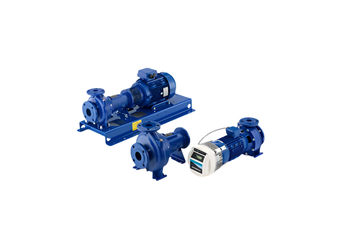 Lowara NSCEM40 stainless steel close-coupled centrifugal pump with closed impeller for industrial cooling systems.