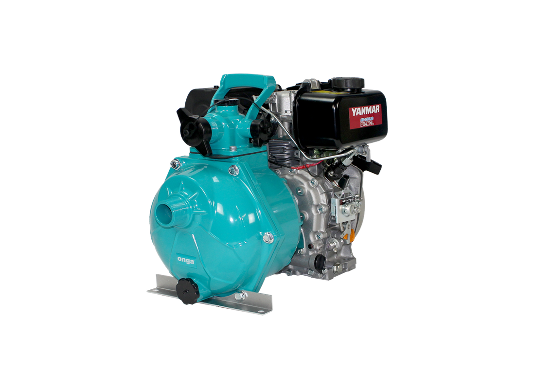 Onga B2-48Y marine-grade aluminium firefighting pump with high flow single-stage design and diesel engine, suitable for emergency use.
