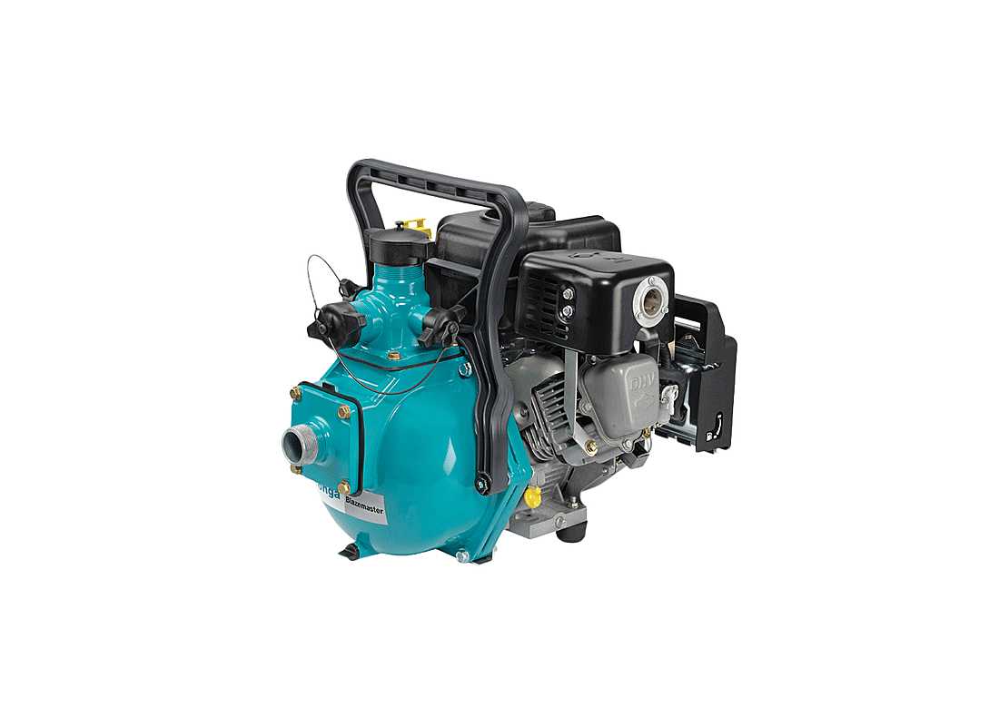 Onga B55BS aluminium single-stage firefighting pump with Briggs & Stratton 5HP petrol engine, high flow capacity, and durable design.