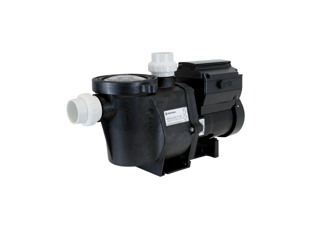 Onga IntelliFlo 2 VSF variable speed pool pump for energy-efficient filtration with flow control, shown in a pool equipment setup.