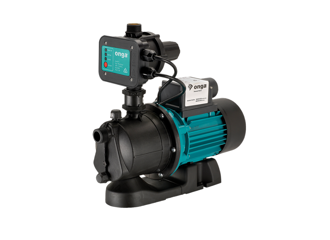 Onga JMP1100 composite self-priming jet pressure pump with press control, designed for efficient water pressure management.