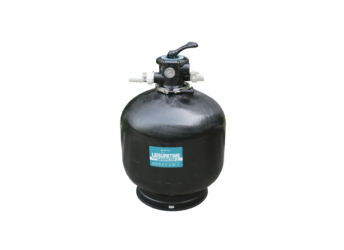 Onga Leisuretime II 32-inch fibreglass sand filter for commercial pools with barrel union connections, ready for filtration system.