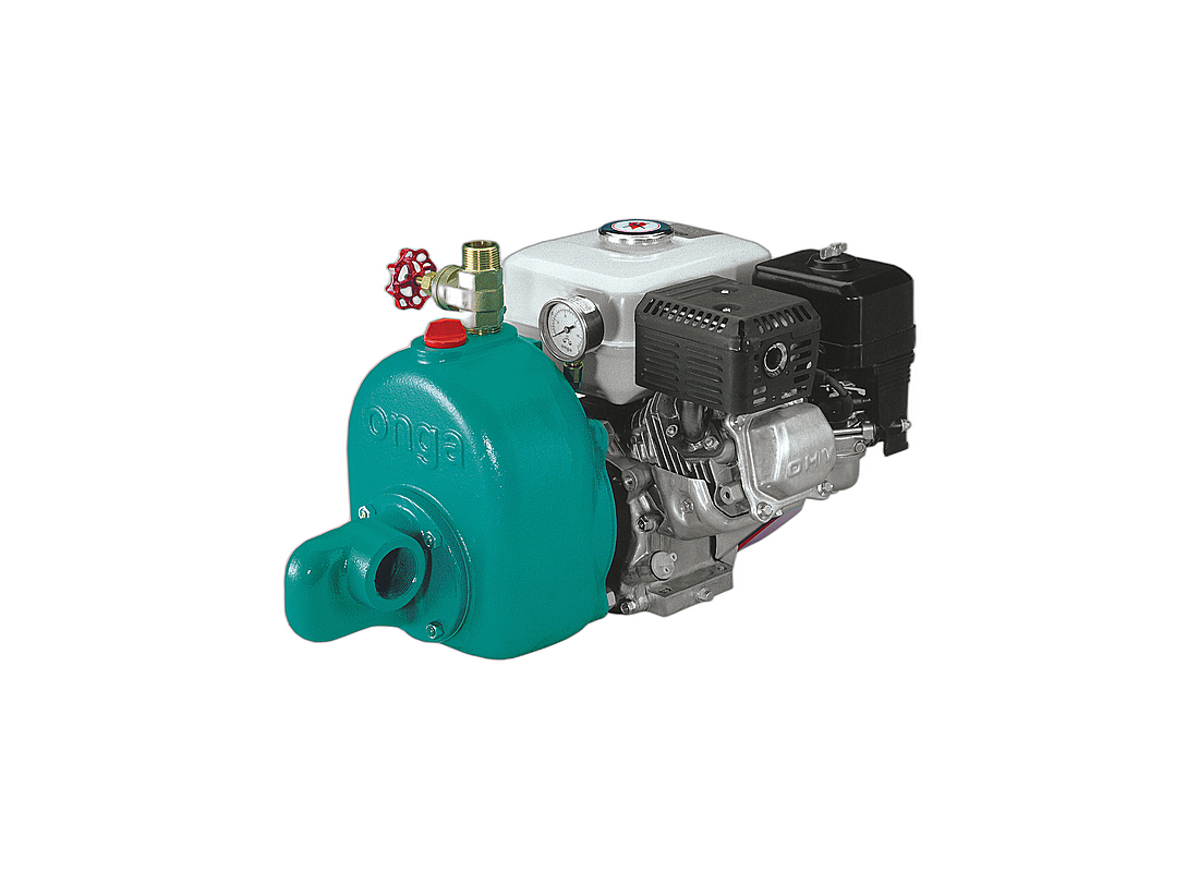 Onga OJ800ES cast iron firefighting transfer pump with Honda GX270 electric start petrol engine and high suction capabilities.