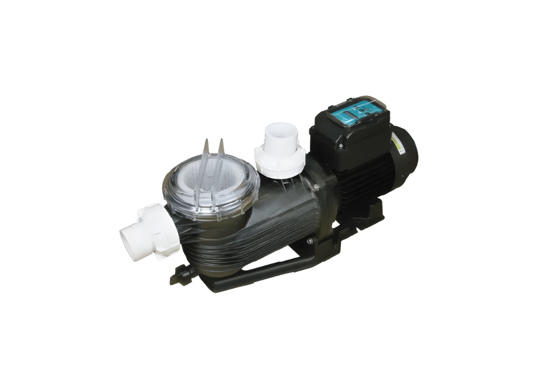 Onga Pantera Eco thermoplastic variable speed pool pump for residential pool circulation with swivel barrel unions.