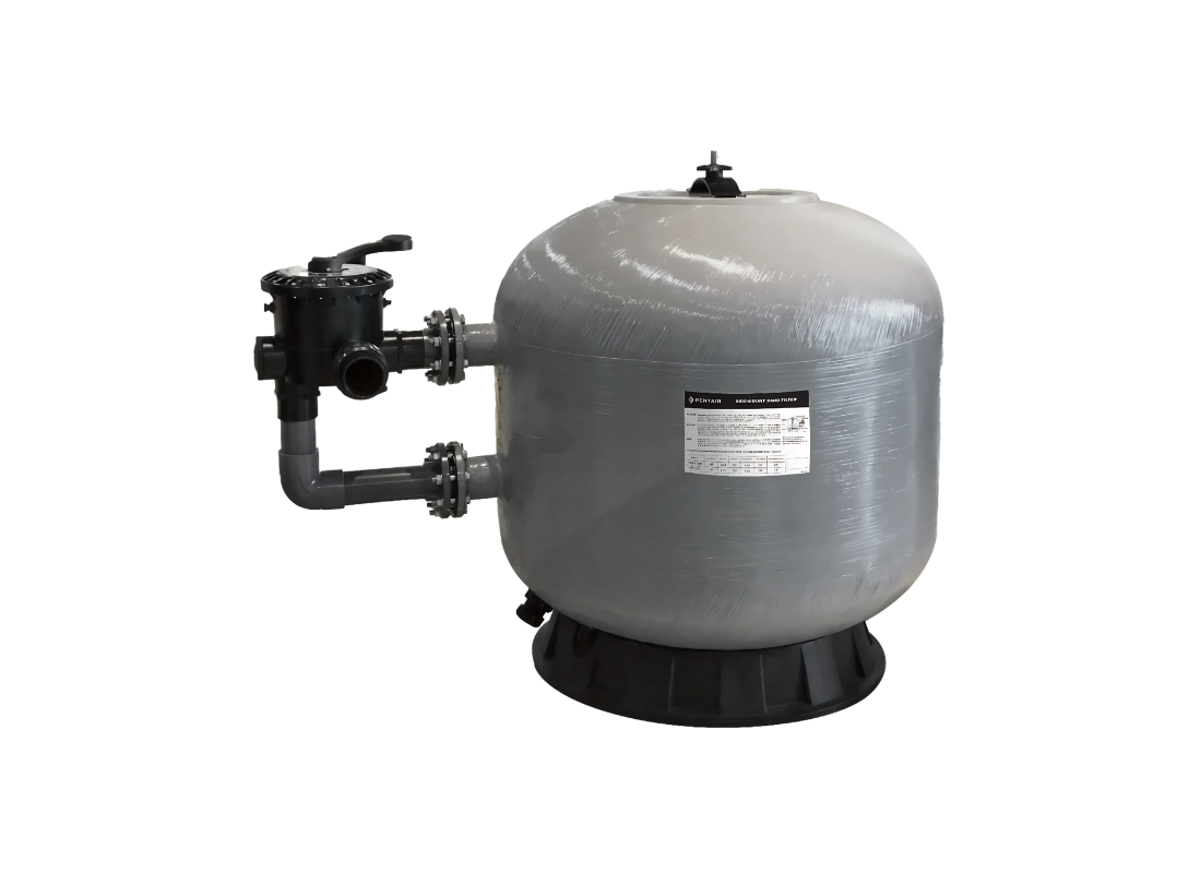 Onga PWT-S 1.0m fibreglass side-mount pool filter with six-position multi-port valve for commercial pools