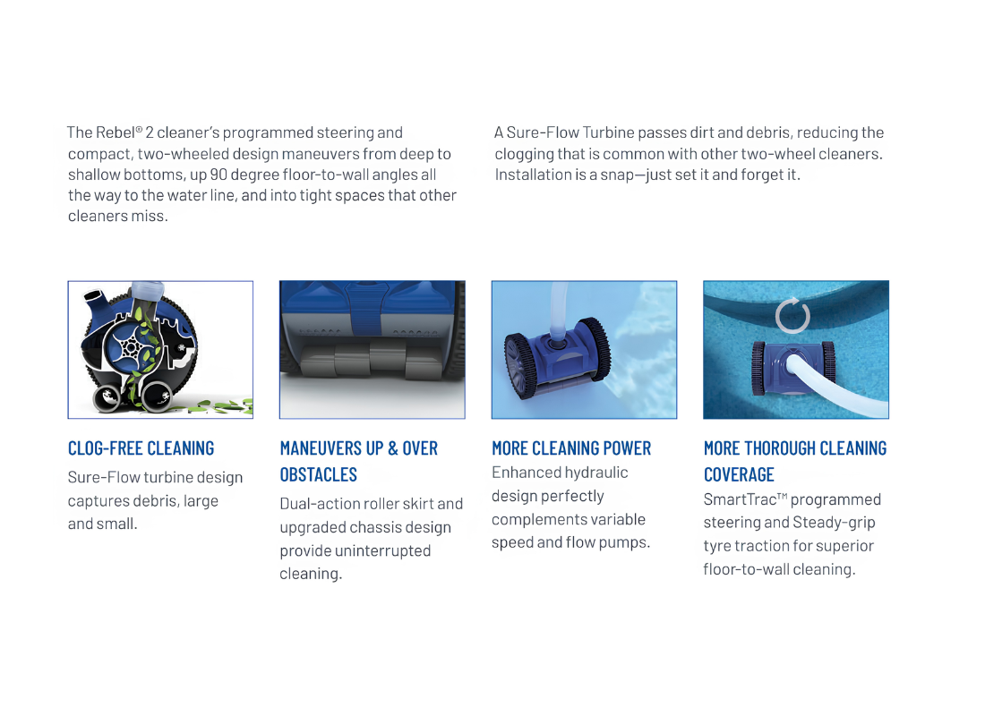 Onga Rebel 2 Pool Cleaner with Sure-Flow Turbine | Online Store